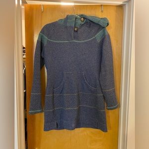 Prana long wool sweater with hood.
